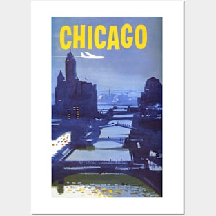 Chicago Travel Advertisement 1950s Austin Briggs Posters and Art